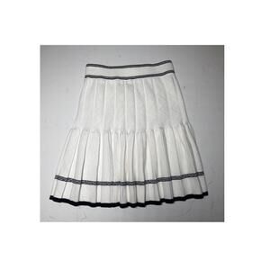 Willow & Wind Pointelle White Black Preppy Knit Pleated Tennis Mini Skirt XS